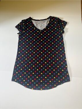 Joe Boxer Black V-Neck Tee with Rainbow Heart Print